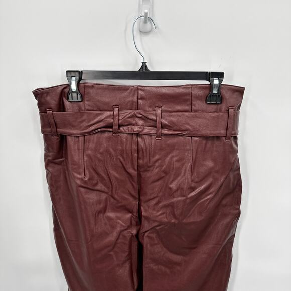 COMMANDO NWT Faux Leather Paperbag Pants in Oxblood Red // L - Picture 12 of 14